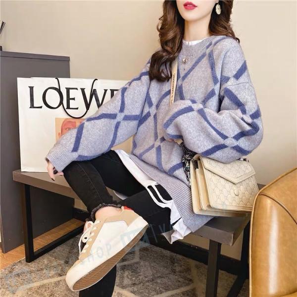 セーター プルオーバー レディース 無地 卓出 トップス 長袖 ロングセーター ドルマンスリーブ おしゃれ 秋 春 カジュアル Vネック 大きいサイズ 体型カバー シンプル