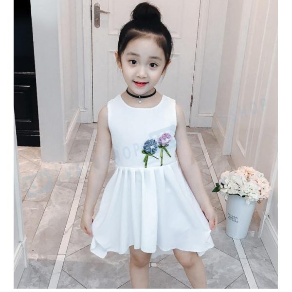 子供服 ２点セット ワンピース ポーチ 女の子 日時指定 ノースリーブ 不規則裾 膝丈ワンピース キッズ 薄手 Aラインスカート 女児 夏物