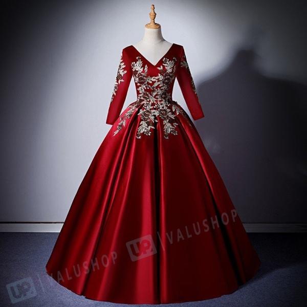 特価 ワンピース 花嫁ドレス ドレス 演奏会 結婚式 披露宴 成人式 大人気 エレガンス Vネック 花嫁 刺繍 袖あり 代 フォーマル ウェディングドレス 30代