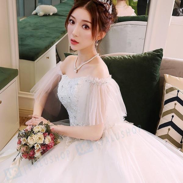 ワンピース 大人 ホワイトドレス 花嫁ドレス 大きいサイズ 体型カバー 肩出し エレガンス 花嫁 フォーマル 40代 高品質 代 結婚式 披露宴 ウェディングドレス 30代