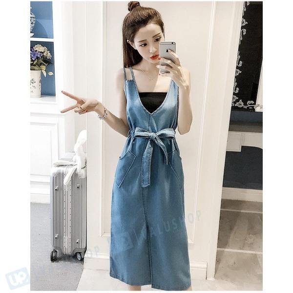 ワンピース 大きいサイズ 膝丈 レディース デニムワンピース 欧米セレブ 商品追加値下げ在庫復活 18春夏新作 チュニックワンピース ノースリーブ 無地