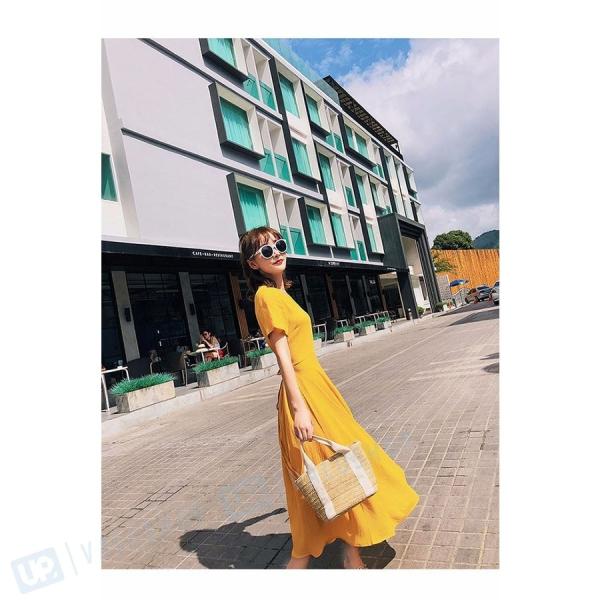 マキシワンピース 夏 レディース シフォンワンピース チュニック 半袖 無地 驚きの値段で 18夏新作 ビーチワンピース