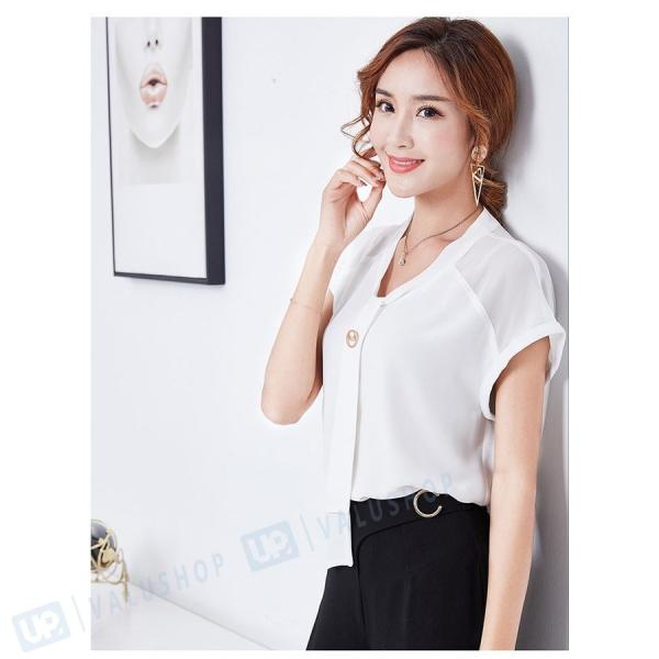 ブラウス レディース オフィス 白 半袖 無地 フリル 大きいサイズ シフォンブラウス フォーマル 売り込み