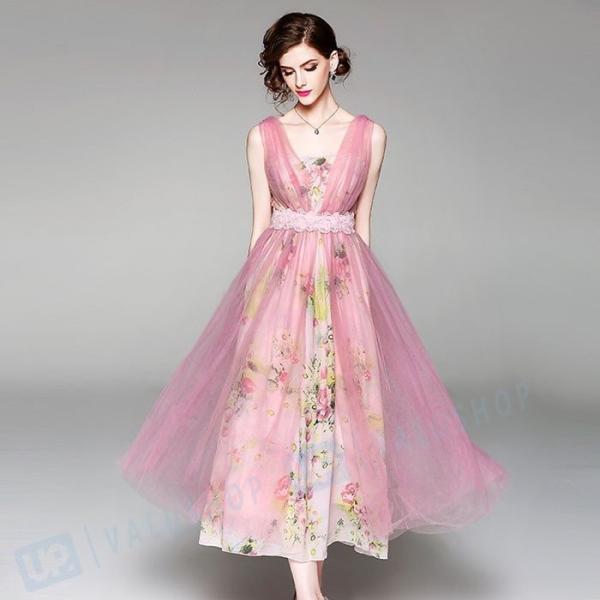 ワンピース 大きいサイズ 膝丈 レディース 結婚式 ワンピース ノースリーブ ロング丈 ワンピース シフォンワンピース フレア