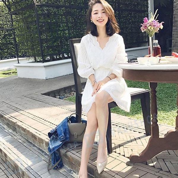 ワンピース 結婚式 レディース 七分丈 膝丈 レースワンピース 18春夏新作 チュニック フレアワンピース 大好評です