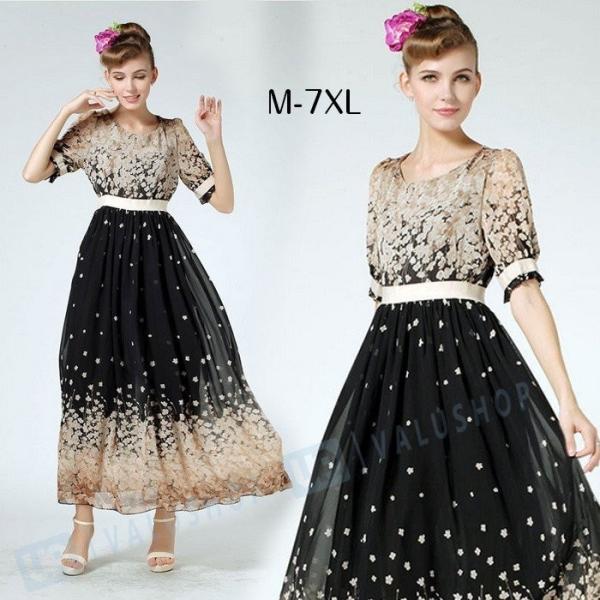 マキシワンピース 夏 大きいサイズ レディース ロング丈 長袖 ワンピース シフォン 花柄 チュニック ワンピース ゆったり