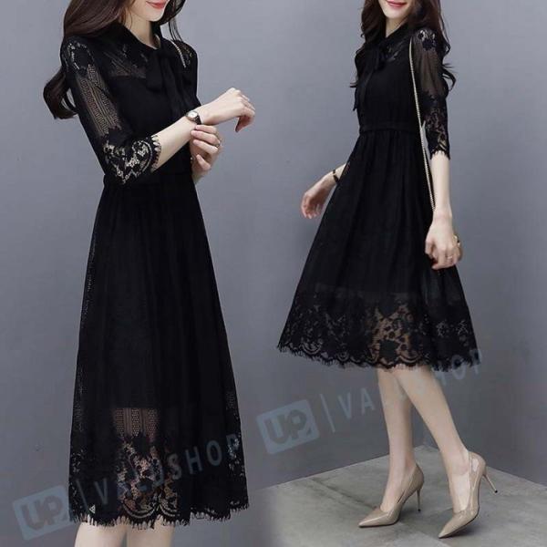 ワンピース レディース 春 きれいめ チュニック ワンピース 長袖 レースワンピース 膝丈 上品 エレガント セール Handsacrossjamaica