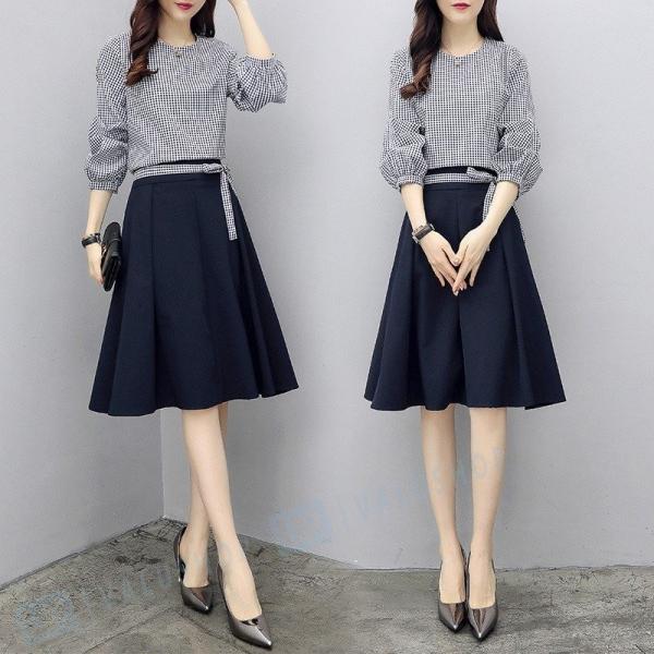 セットアップ レディース 上下セット 七分丈シャツブラウス 本物 スカート２点セット ルームウェア 春夏新作登場 ワンピース 着痩せ