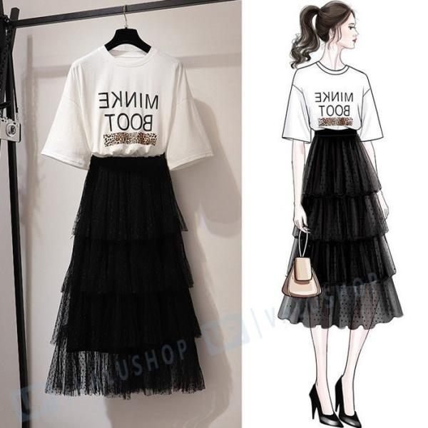 セットアップ レディース 上下セット 半袖tシャツ スカート 2点セット 大きいサイズ 春夏新作 人気の製品