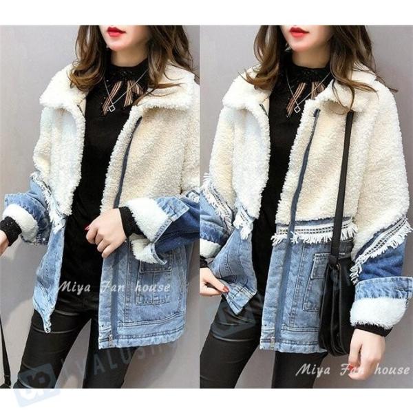 モッズコート レディース デニム ボア 厚手 ミリタリー 切り替え ブルゾン 冬 ジャンバー カジュアル アウター もこもこ 19