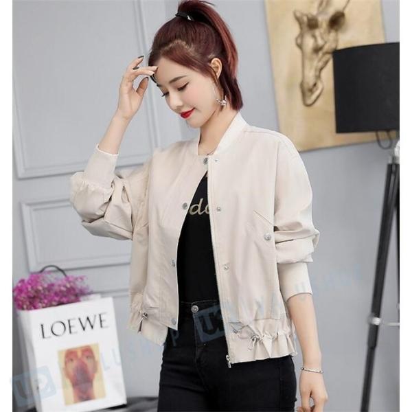 ジャケット レディース コーデ 春 ブルゾン ノーカラージャケット コート ボンバージャケット 評価 代 30代 アウター カジュアル フリル 40代