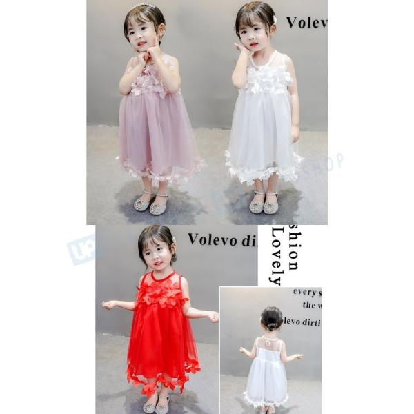 子供服 ワンピース キッズ 女の子 ドレス レース フリル 夏 上質 可愛い かわいい 1 レッド 100 ガーリー 110 ピンク 90 ホワイト おしゃれ 130cm