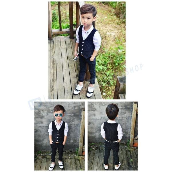 春夏秋向け 男の子 スーツ 2点セット サマースーツ フォーマル 初売り ストライプ ボーダー ベスト パンツ 90 110 1 130 結婚式 100 発表会 140cm
