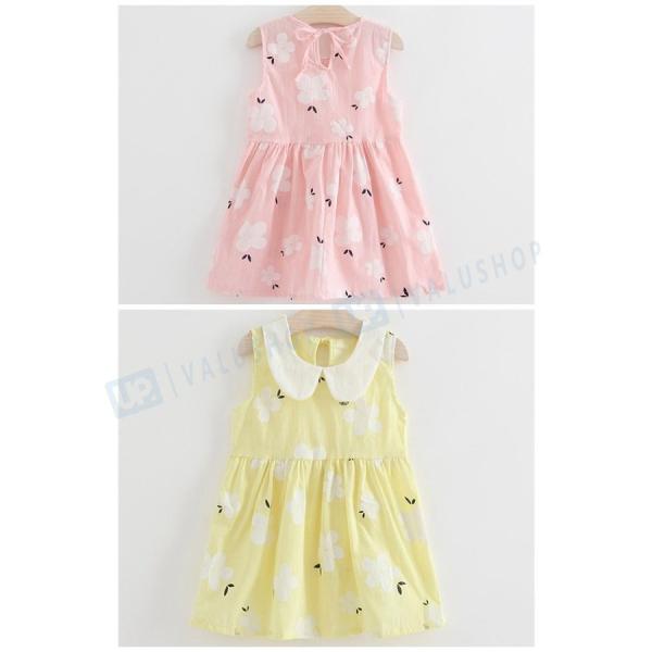 ワンピース 子供服 キッズ ベビー 最安値に挑戦 襟付き 丸襟 フレア 花柄 フラワー ポップ サマー ガーリー 夏 女の子 カジュアル リボン かわいい 可愛い