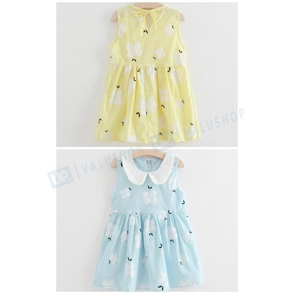 ワンピース 子供服 キッズ ベビー 最安値に挑戦 襟付き 丸襟 フレア 花柄 フラワー ポップ サマー ガーリー 夏 女の子 カジュアル リボン かわいい 可愛い