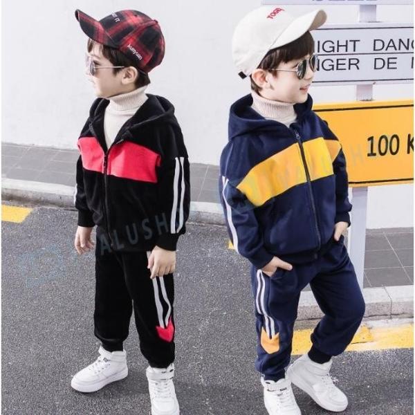 子供ジャージ男の子上下セット裏起毛コーデュロイ厚手スウェット2点セットキッズトレーニングウェア柔らかい暖かい秋冬新作 訳あり商品