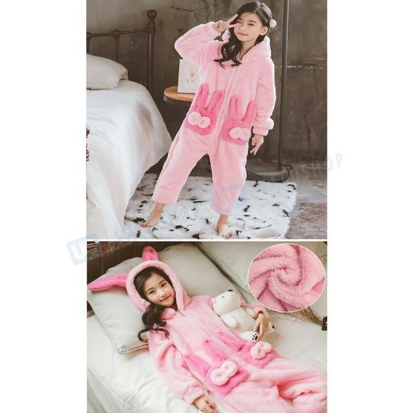 韓国子供服 パジャマ キッズ ロンパース オンライン限定商品 オールインワン ベビー服 着ぐるみ 赤ちゃん 着る毛布 うさみみ モコモコ 長袖 ふわふわ