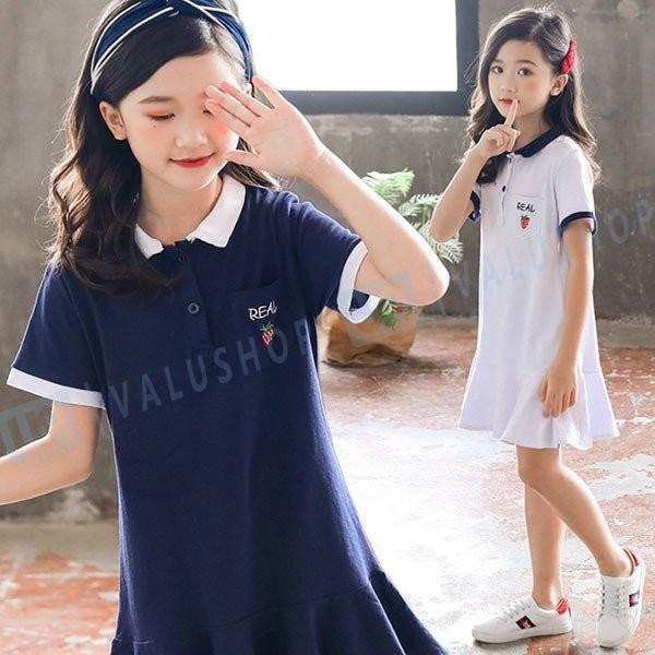 韓国子供服 Tシャツ 女の子 ロングtシャツ Tシャツワンピース 夏服 夏 綿 半袖