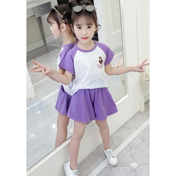 韓国子供服 女の子 無料 スポーツウェア 半袖スウェット 半ズボン 2点セット スポーティ 夏服 綿 1 130 着心地良い 160cm 150 140 オシャレ 110