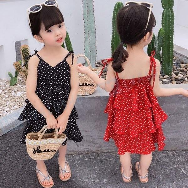ワンピース 発表会 結婚式 予約 キッズ 韓国子供服 女の子 夏着 シフォンワンピース ドット 子供用 お出かけ レッド ブラック80 1 130cm 90 ページュ 110 100