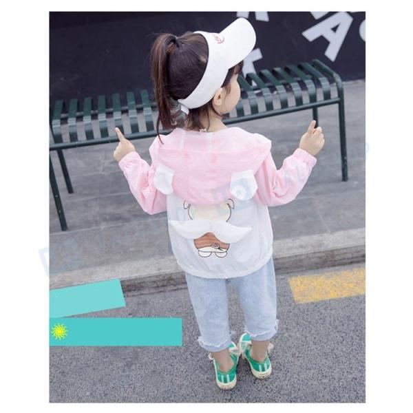 韓国子供服 ウィンドブレーカー ユニセックス 女の子 男の子 アウター 日焼け防止 ラッシュガード 夏服 100 80 ピンク フード付き 可愛い 110 90 ブルー 1cm 送料無料激安祭