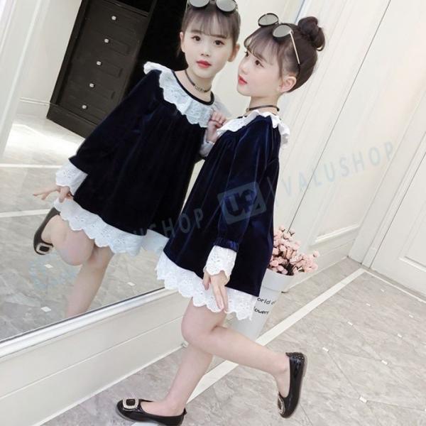 韓国子供服 ワンピース キッズ 女の子 春 秋 衣装 ネイビー ワインレッド 110 160cm 最新アイテム 140 スウィート 1 150 子ども服 130 可愛い