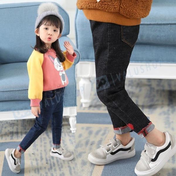 韓国子供服 ズボン ジーンズ 安い デニムパンツ シンプル キッズ 女の子 ベビー ボトムス 冬着 100 秋着 春着 1cm 80 110 90