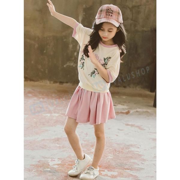 セットアップ キッズ 上下セット お値打ち価格で 女の子 夏服 韓国子供服 半袖tシャツ プリーツスカート 2点セット子供服 90 ピンク おすすめ ネイビー 綿 100 110 120cm 80