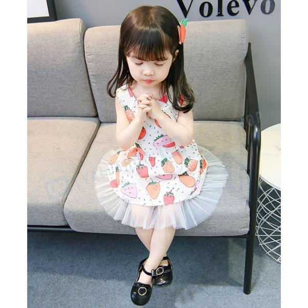 ワンピース 女の子 ベビー 夏 夏服 レモン柄 いちご柄 袖なしワンピース 結婚式 90 お出かけ 110 80 可愛い パーティー 大人気 1cm 100 ガールズ