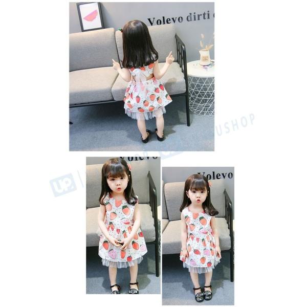 ワンピース 女の子 ベビー 夏 夏服 レモン柄 いちご柄 袖なしワンピース 結婚式 ガールズ 110 1cm パーティー お出かけ 可愛い 80 100 90 店