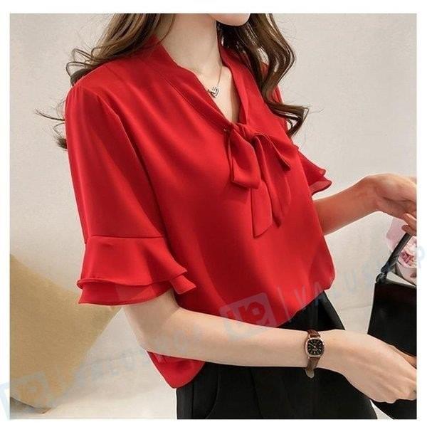 ブラウス お値打ち価格で レディース 夏 リボン トップス シャツ シフォン 無地 大きいサイズ 通勤 フォーマル 40代 韓国風 着痩せ おしゃれ