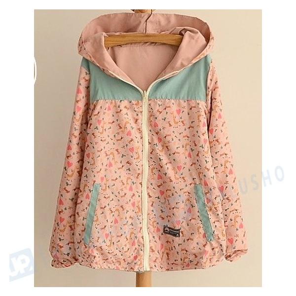 トレーナー パーカー レディース スウィート 正規品送料無料 森ガール ガーリー 春 秋 ジャケット薄手アウターフスプリングコート コート鹿刺繍柄 リバーシブル