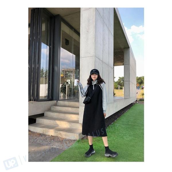 レディース ワンピース 40代 30代 春秋大きいサイズ オシャレ 長袖 大好評です スポーツ 韓国風 カジュアルワンピース新作上質感2色 前リボン