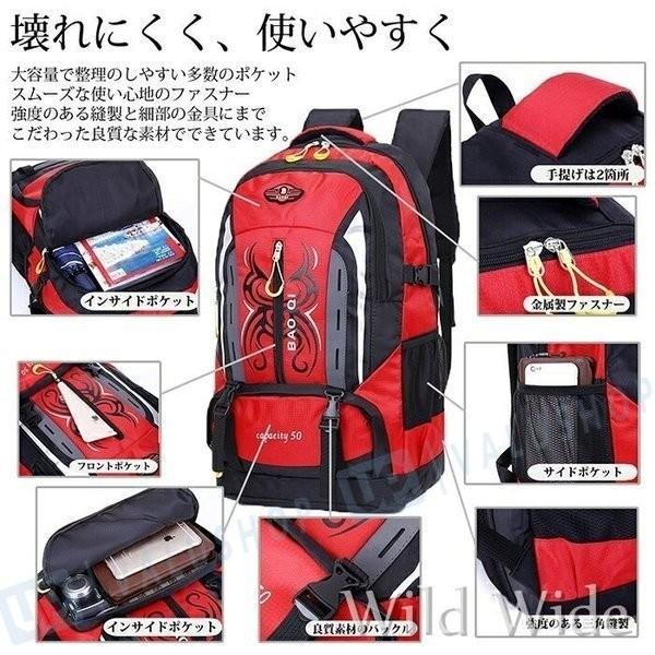 バックパック ザック アウトドア 花見 送料無料 新品 リュック 大容量 登山リュック 男女兼用50l 撥水 軽量 防水 50l