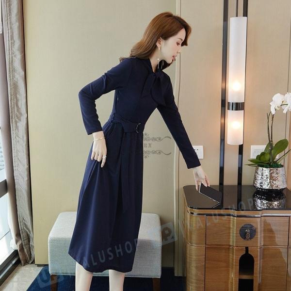 低価格 ワンピース レディース 30代 代 秋冬 きれいめ 膝丈ワンピース 人気 通勤 無地 長袖 膝丈 大きいサイズ シャツワンピース 上品 結婚式ドレス