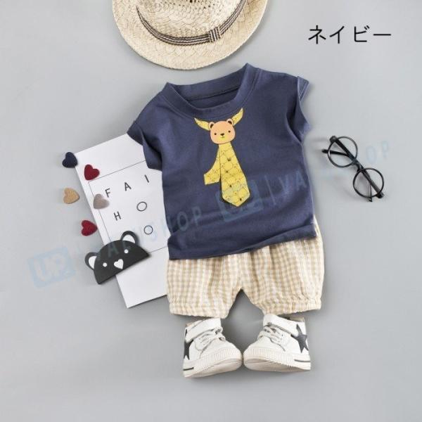 キッズ 感謝価格 ベビー服 セットアップ イラスト クマ くま 子供服 上下セット 男の子 夏 ｔシャツ 110cm おそろい 洋服 チェック柄 ジュニア 80 オシャレ 半袖 パンツ
