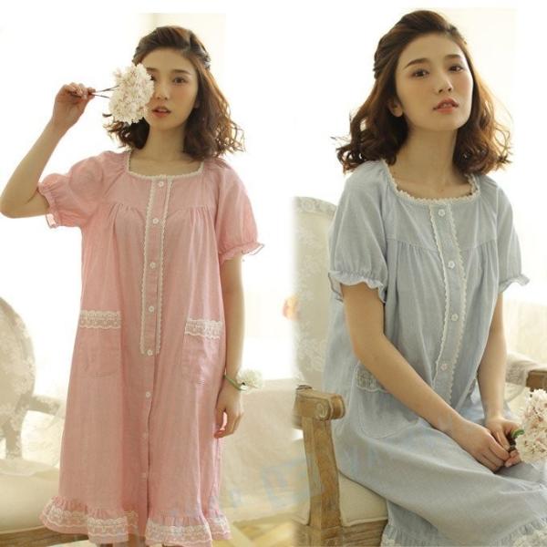 パジャマ レディース 前開きネグリジェ 綿100 レース 長袖 大きいサイズ姫 夏 ネグリジェ 春 ワンピースルームウエア 売却 秋 部屋着