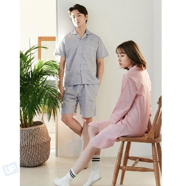 ペアパジャマ カップルパジャマ 春夏 前開き パジャマ 半袖 男女上下セット シャツパジャマ ランジェリー 綿 メンズ 襟付き レディース 至高 ルームウェア 部屋着