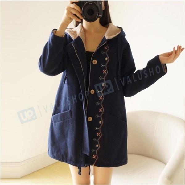 ダッフルコート Seasonal Wrap入荷 レディース フード付き 刺繍 かわいい コート 秋服 秋冬物 17新作 冬服 甘い 学生 可愛い 大きいサイズ 着やせ 暖かい