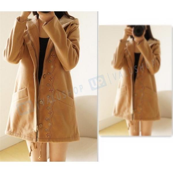 ダッフルコート 激安通販専門店 レディース フード付き 刺繍 かわいい コート 秋服 秋冬物 甘い 可愛い 冬服 学生 大きいサイズ 暖かい 17新作 着やせ