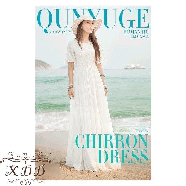 リゾートワンピ ワンピース 夏 春 マキシワンピ 海 保障 ビーチ 白ワンピース シフォンワンピ