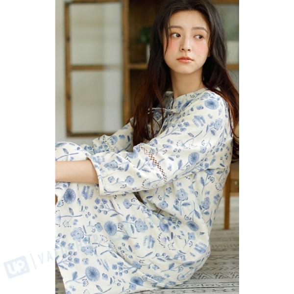 ルームウェア ワンピース レディース 春夏 秋ロング ネグリジェ 姫 長袖 ナイトウェア 部屋着 可愛い 日本未発売 100 ガウン 女性 寝巻き ワンピース