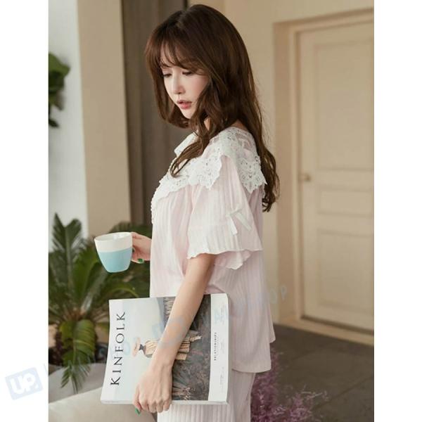 レースフリルつい ロング丈 姫系 ルームウェア 女性 可愛い 部屋着 パジャマ 爆売り 上下セット 寝巻き レディースルームウエア セット ネグリジェ