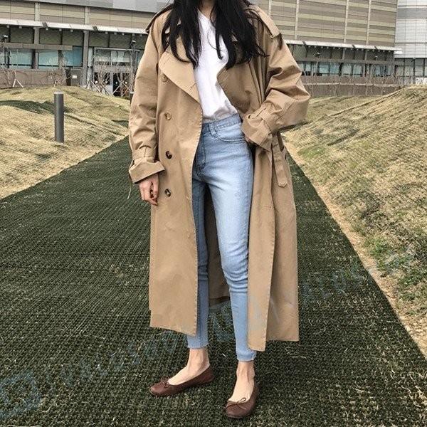 トレンチコート レディース ロングコート 通勤 体型カバー 二色 ヨーロピアンカジュアル オーバーサイズ 秋着 コート レトロ
