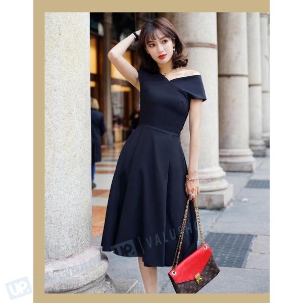 ワンピースドレス レディース 春夏 マキシワンピース 半袖ワンピース 肩だし 黒ドレス オシャレ ｖネック 結婚式ドレス 上品 セール特別価格 Aラインスカート 着痩せ 大人