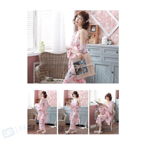 3点パジャマ ネグリジェ レディース 前開き 花柄 パジャマ 贈与 総柄 寝間着 部屋着 ルームウェア 女性パジャマ ランジェリー 冷房対応 かわいい