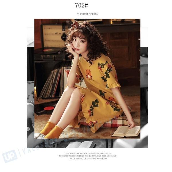 パジャマ レディース ワンピース 半袖 夏 ネグリジェ ロングtシャツ ゆったり 特売 部屋着 かわいい ルームウェア 綿 寝巻き10色
