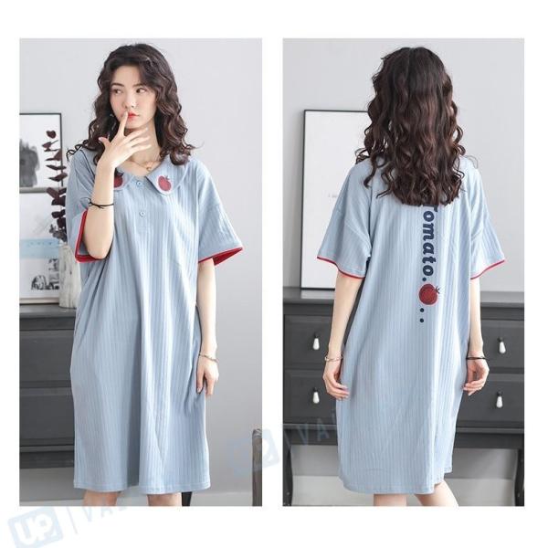 パジャマ レディース ワンピース 半袖 夏 ネグリジェ ロングtシャツ 部屋着 定番スタイル 綿 かわいい 寝巻き ルームウェア ゆったり
