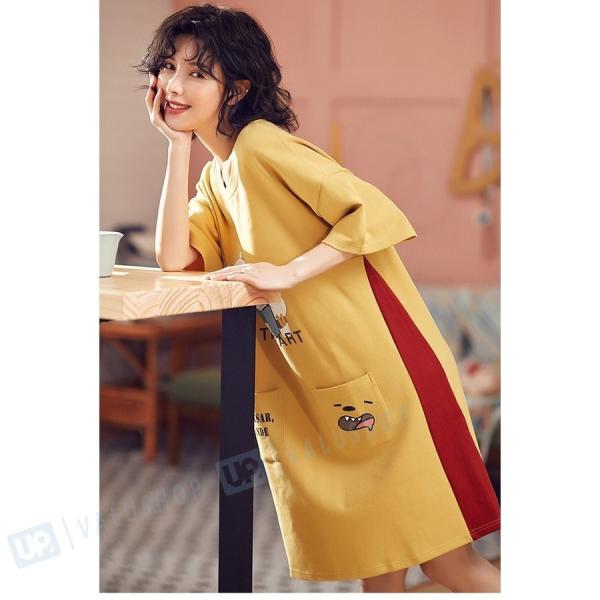 パジャマ レディース ワンピース 半袖 夏 ネグリジェ ロングtシャツ かわいい ルームウェア ゆったり 信頼 寝巻き 綿 部屋着