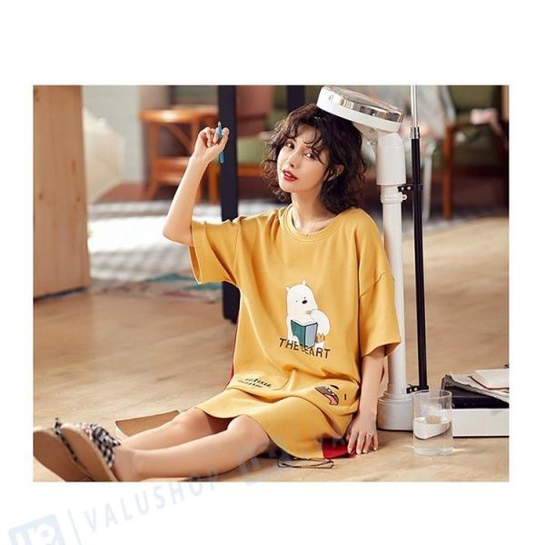 パジャマ レディース ワンピース 半袖 夏 ネグリジェ ロングtシャツ ゆったり 部屋着 かわいい 寝巻き 値下げ 綿 ルームウェア